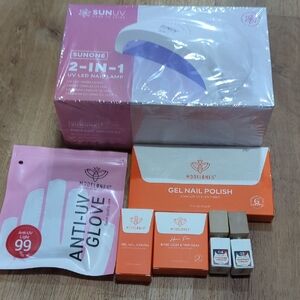 SunUV 2-in-1 Nail Lamp, Modelones Gel Polishes, And Modelones Anti-UV Gloves